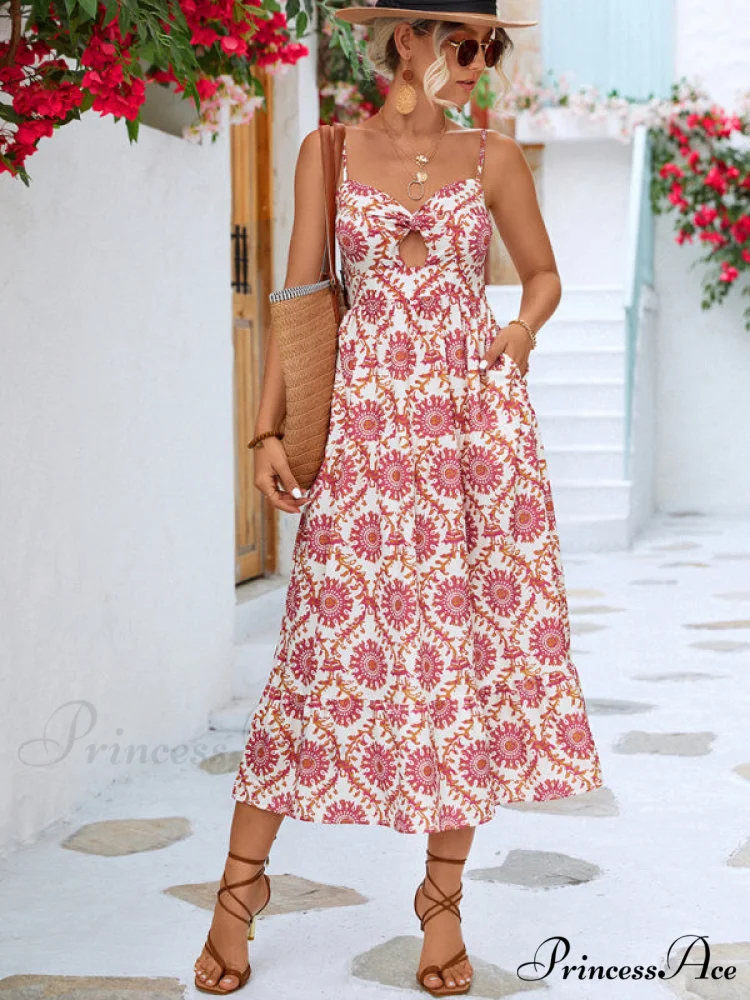 for Gown Midi Flowered Keyhole Women - Image 7