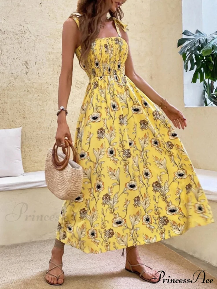 for Flowered Design Tiered Gown Smocked Women - Image 16