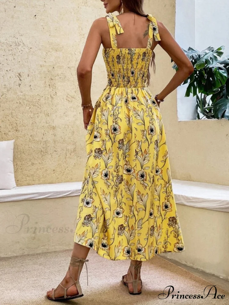 for Flowered Design Tiered Gown Smocked Women - Image 17
