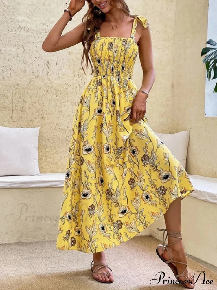 for Flowered Design Tiered Gown Smocked Women - Image 18