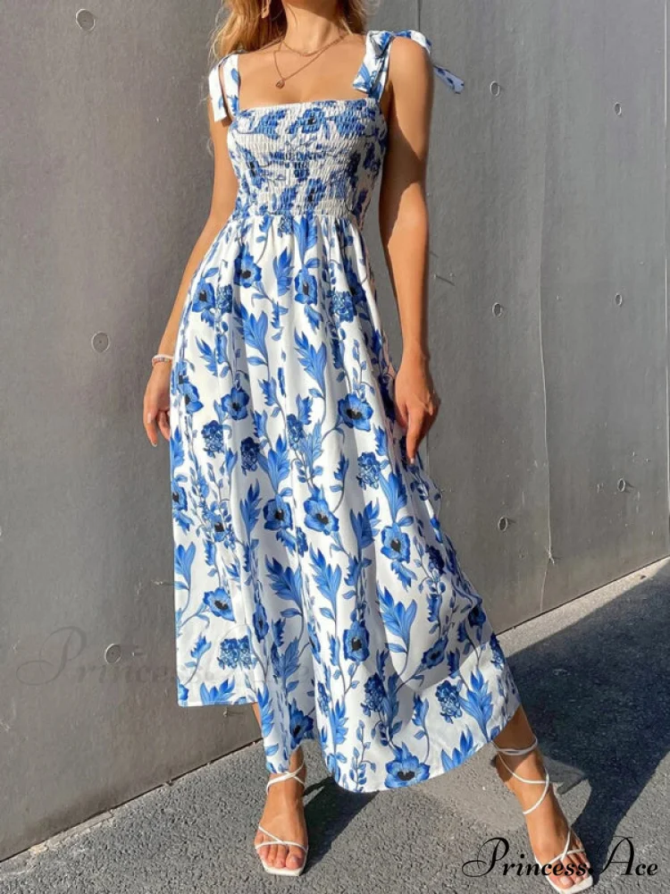 for Flowered Design Tiered Gown Smocked Women - Image 2