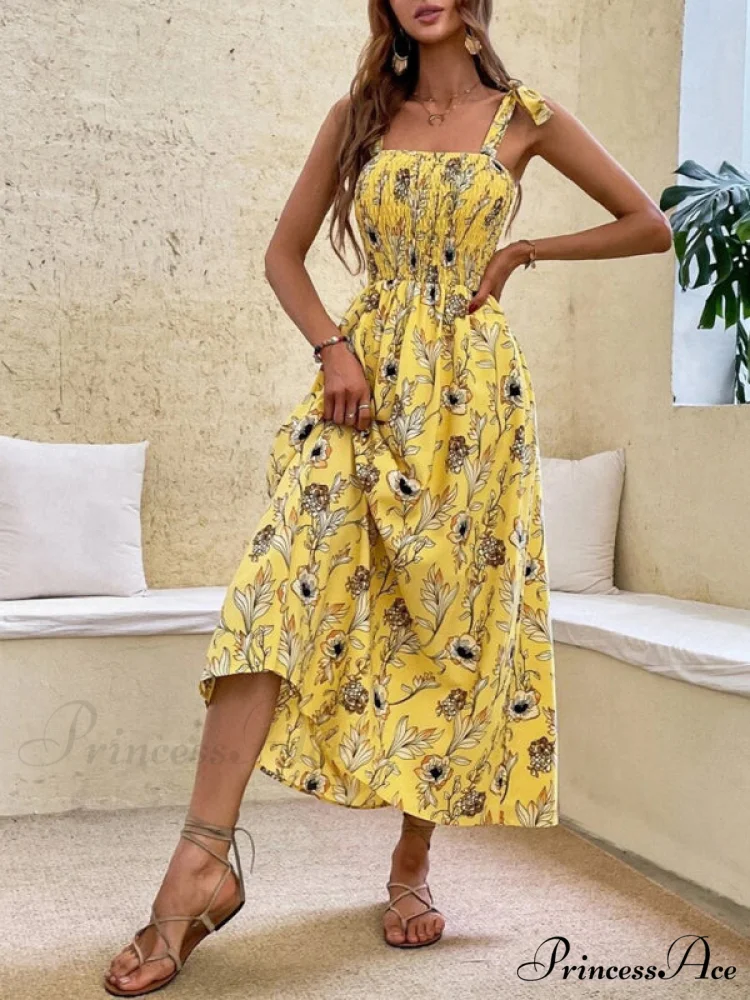 for Flowered Design Tiered Gown Smocked Women - Image 20