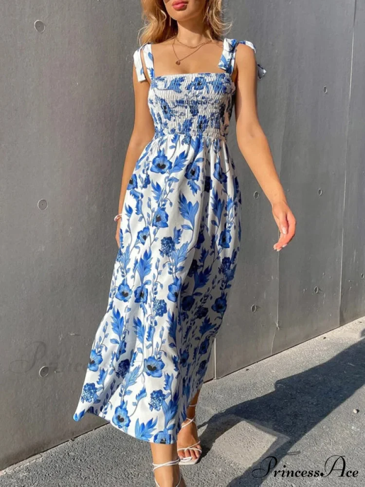 for Flowered Design Tiered Gown Smocked Women - Image 3