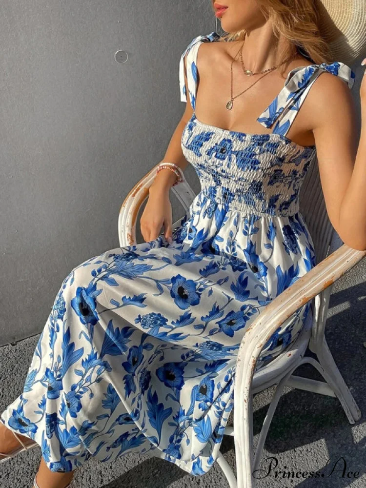 for Flowered Design Tiered Gown Smocked Women - Image 4