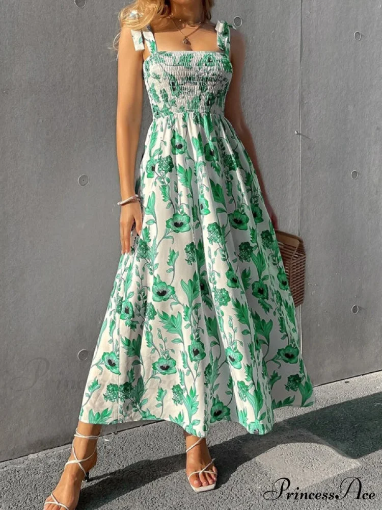 for Flowered Design Tiered Gown Smocked Women - Image 6