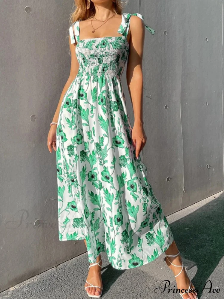 for Flowered Design Tiered Gown Smocked Women - Image 7
