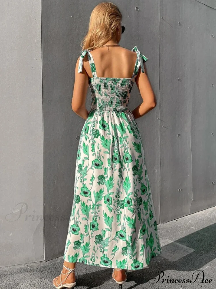 for Flowered Design Tiered Gown Smocked Women - Image 8