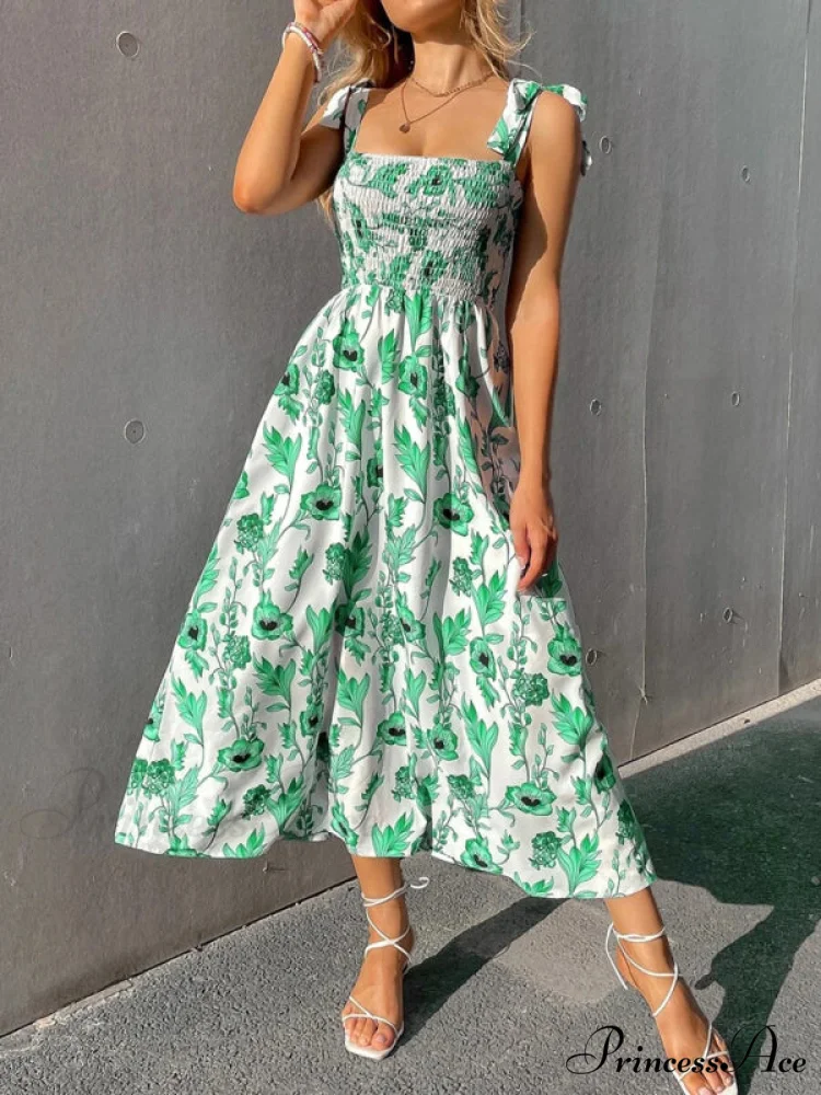 for Flowered Design Tiered Gown Smocked Women - Image 9