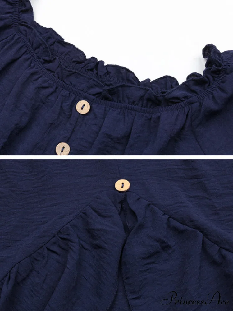 for Gown Shoulder One Ruffle Blue Irregular Women - Image 4