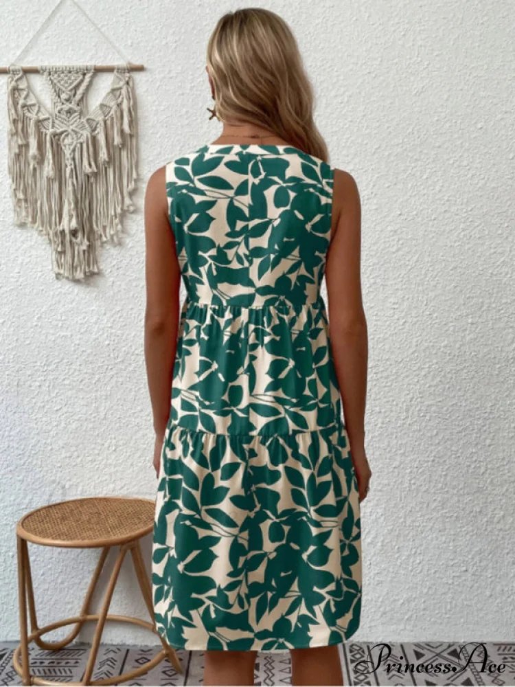 for Tiered Design Sleeveless Minidress Flowered Ruffle Women - Image 3