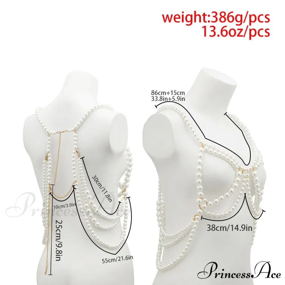pearl body Faux with chain beads - Image 3