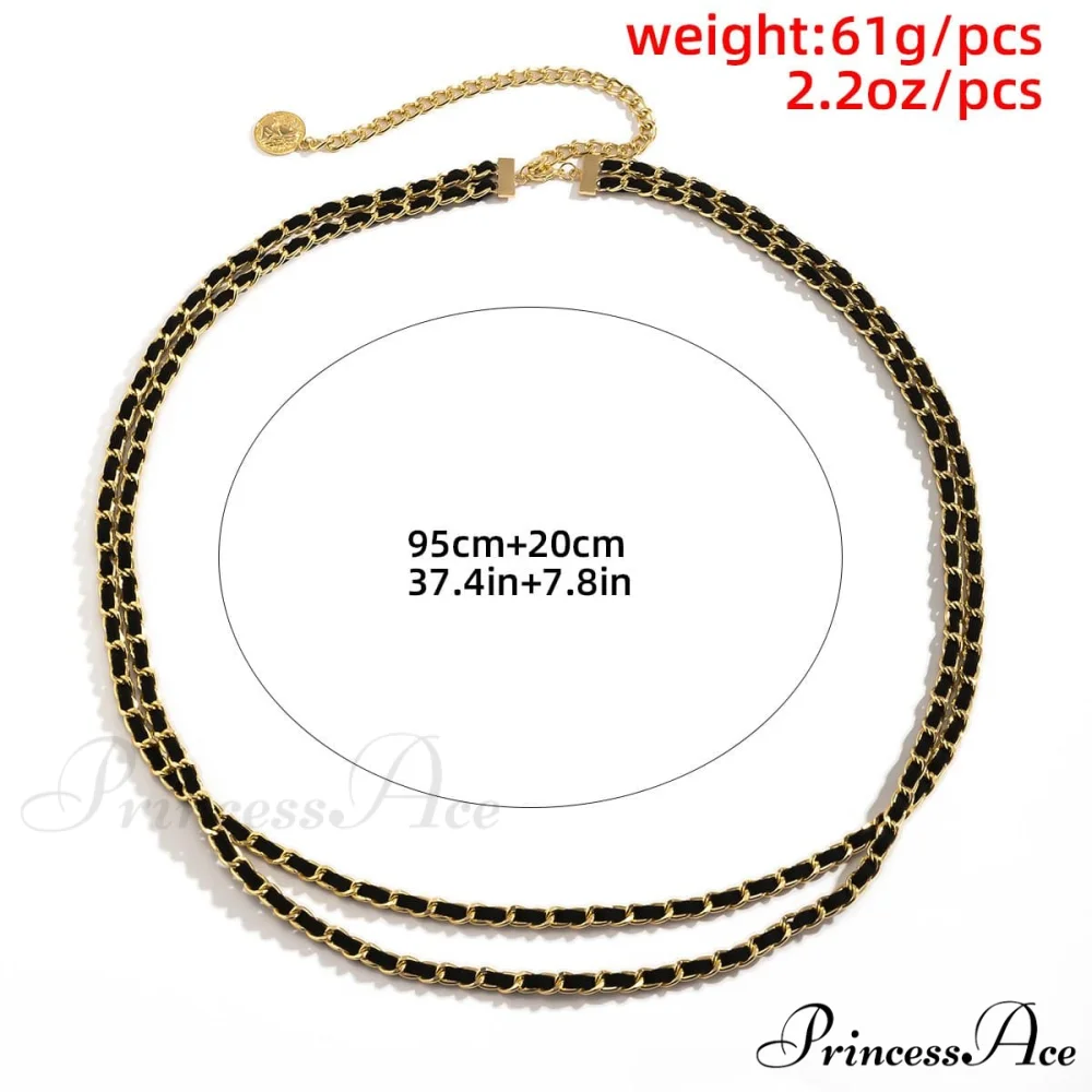 Chain with Stitch Contrast Layered Waist Detail - Image 3