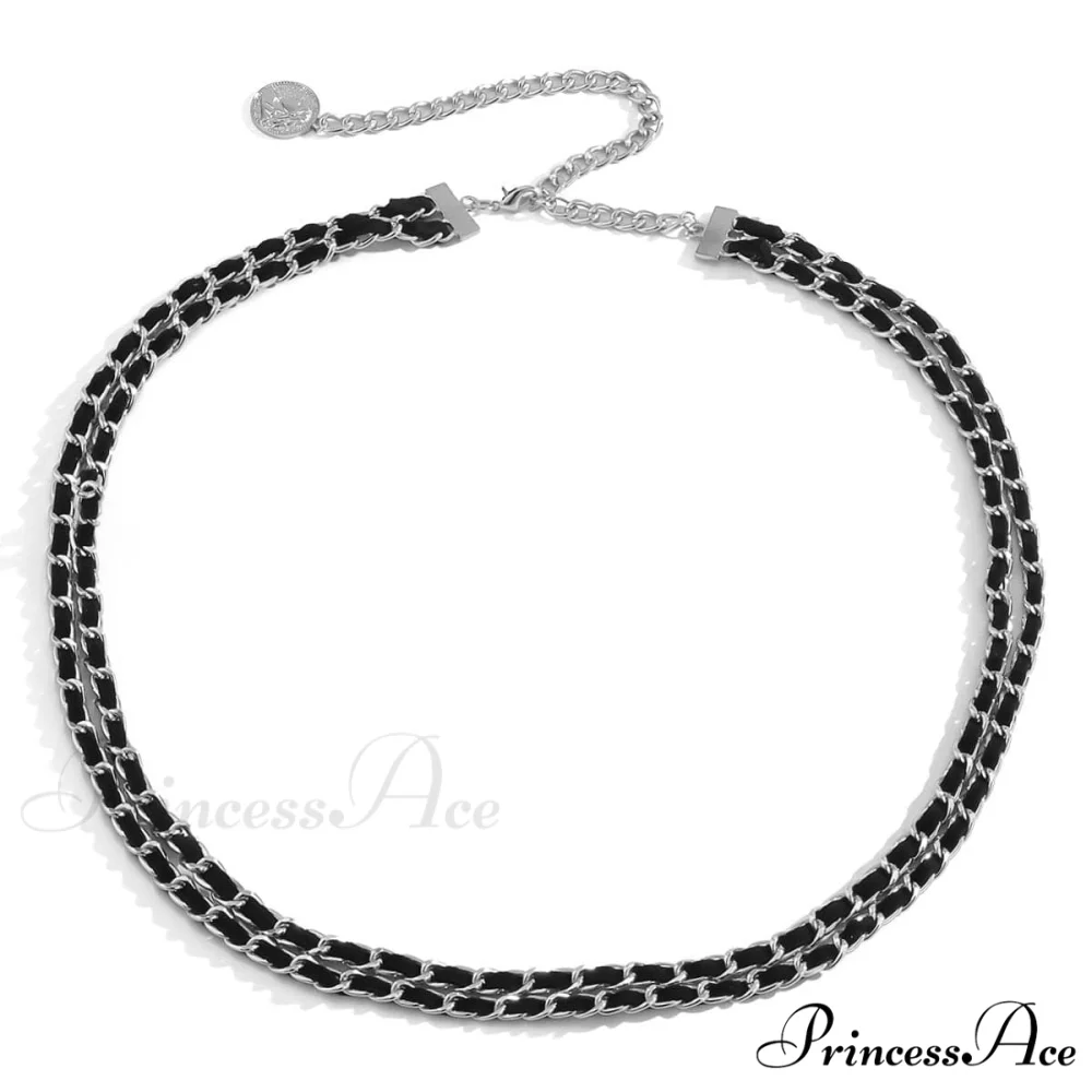 Chain with Stitch Contrast Layered Waist Detail - Image 4