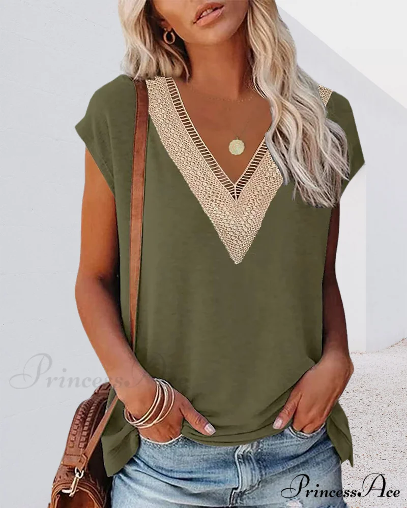 V-neck Lace Tee - Image 10