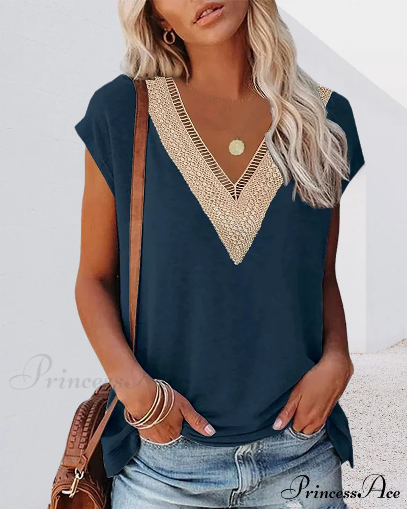 V-neck Lace Tee - Image 6