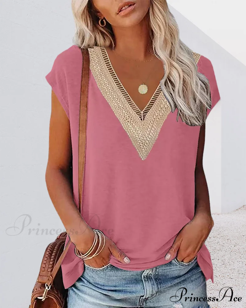 V-neck Lace Tee - Image 8