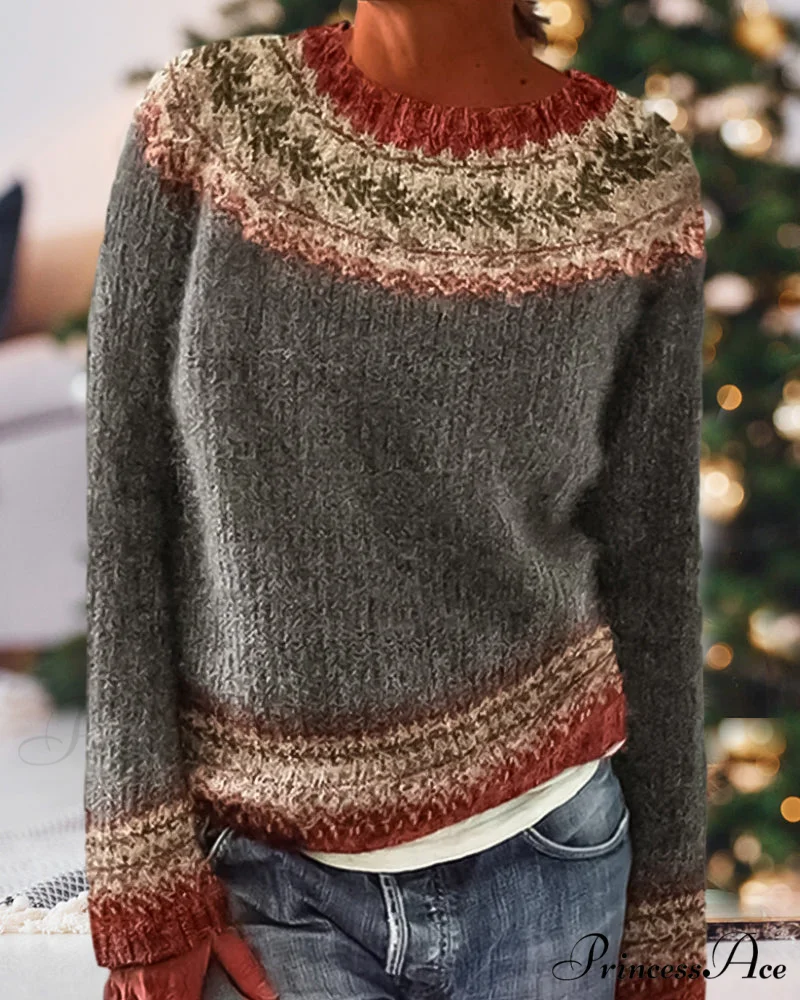 Round Colorblocked with Neck Sweater Design - Image 2