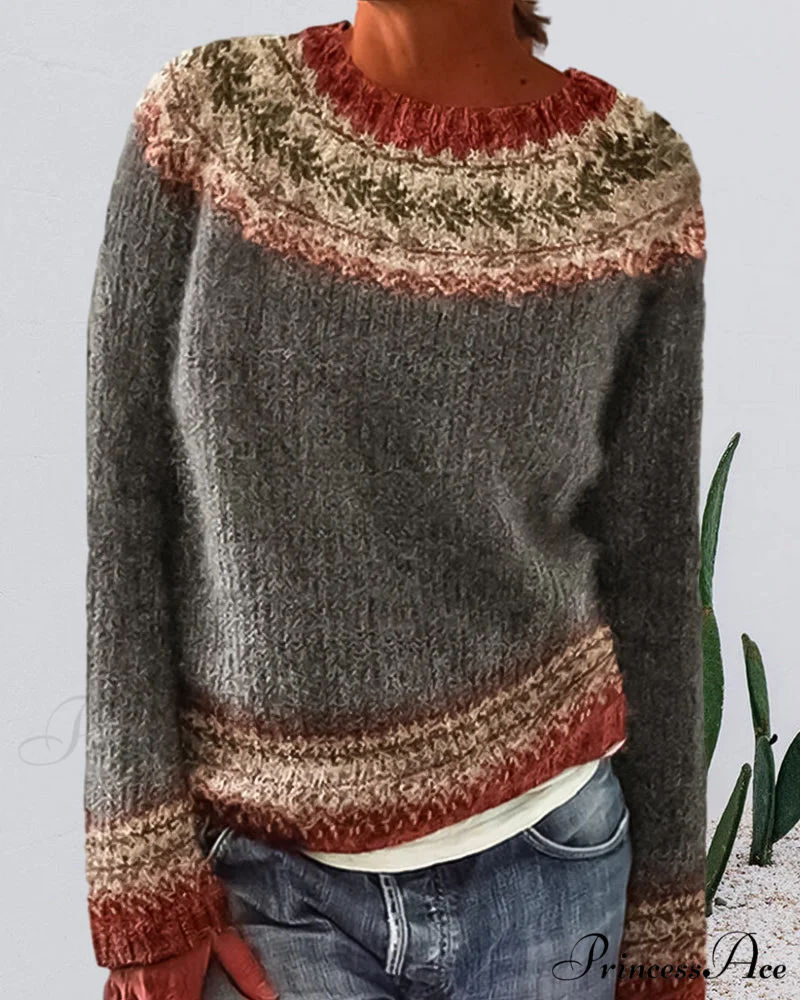 Round Colorblocked with Neck Sweater Design - Image 3