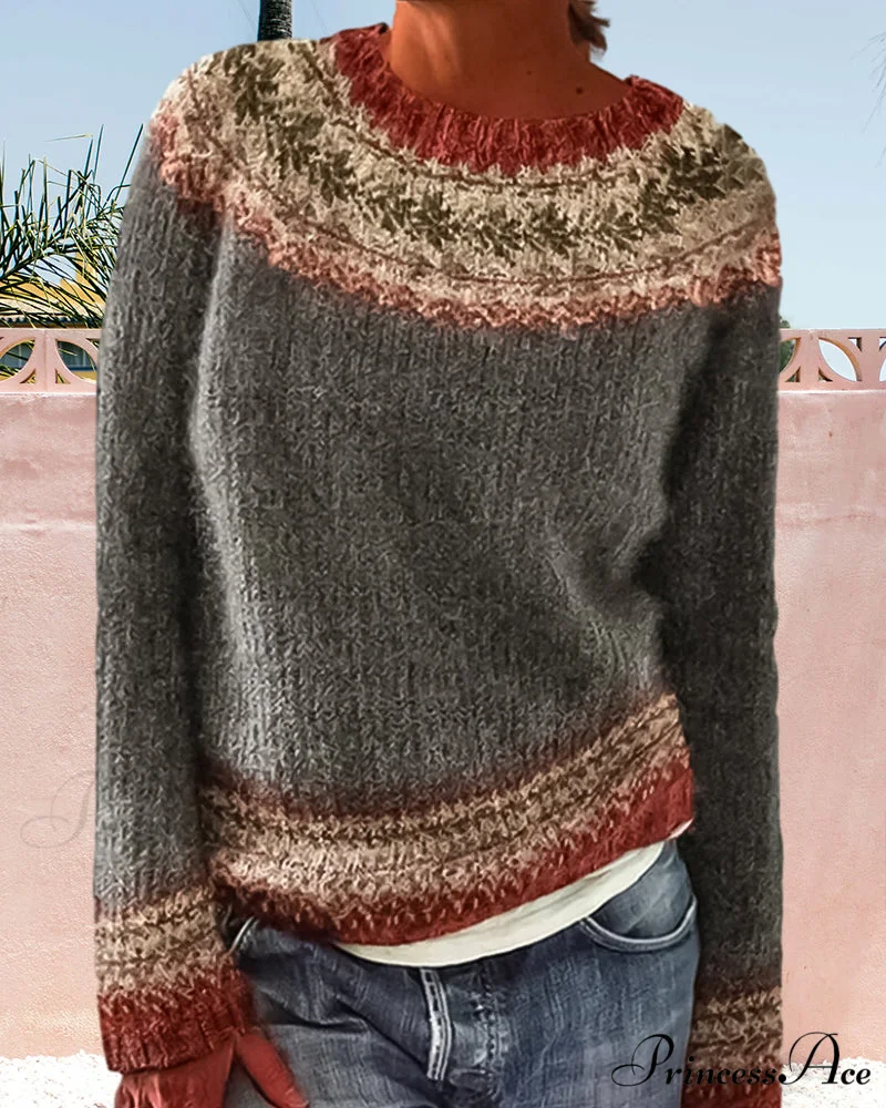 Round Colorblocked with Neck Sweater Design - Image 4