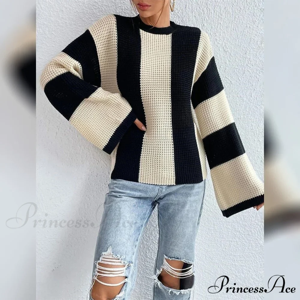 Patchwork Striped Women's Sweater - Image 10