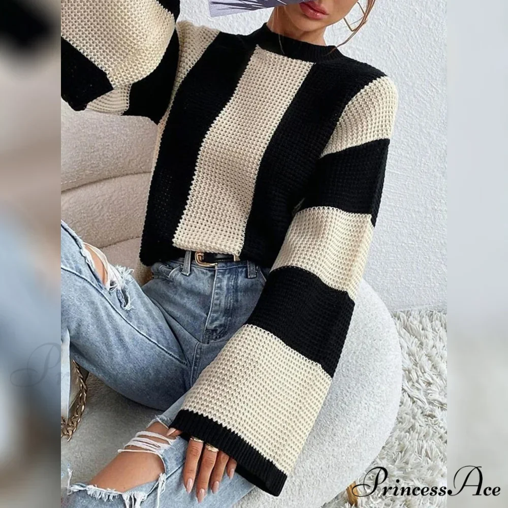 Patchwork Striped Women's Sweater - Image 11