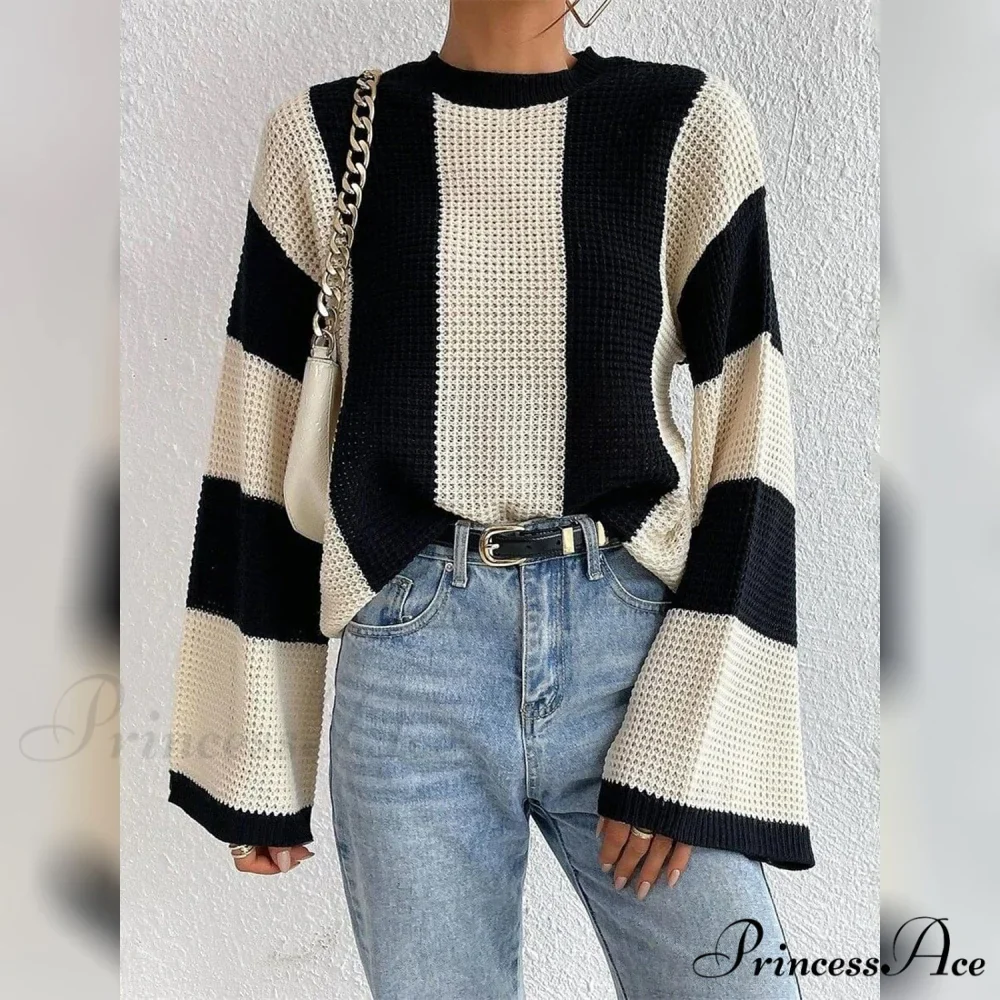 Patchwork Striped Women's Sweater - Image 12