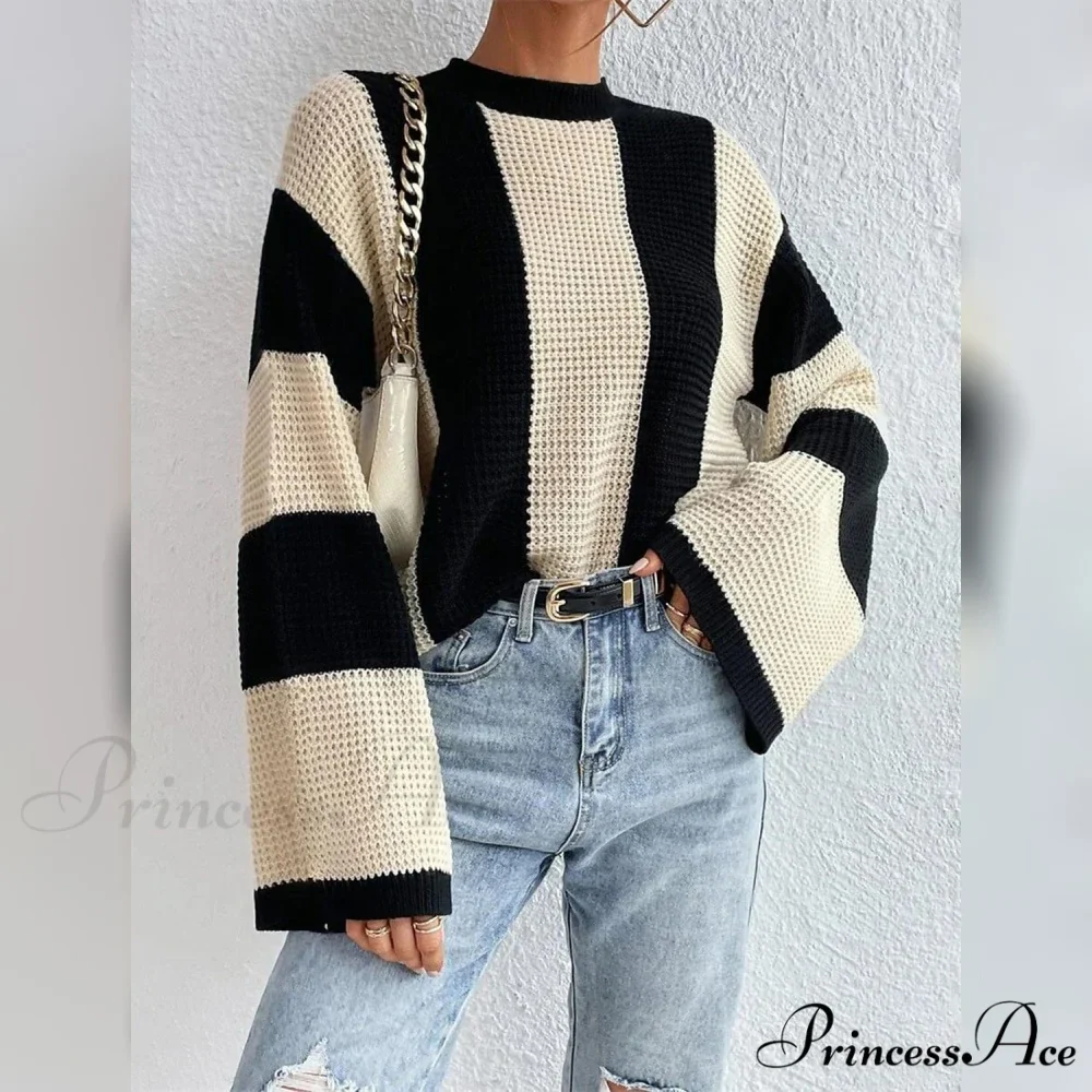 Patchwork Striped Women's Sweater - Image 14