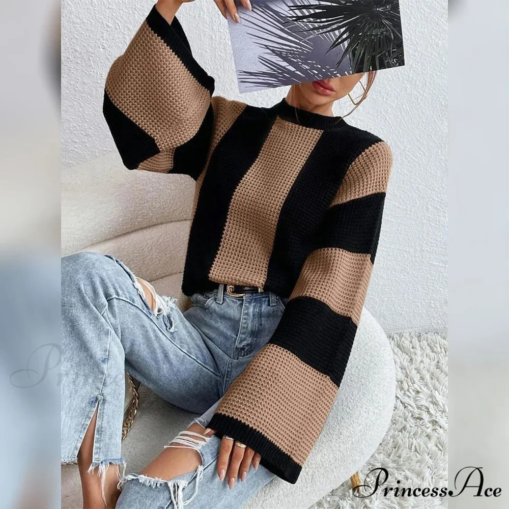 Patchwork Striped Women's Sweater - Image 2