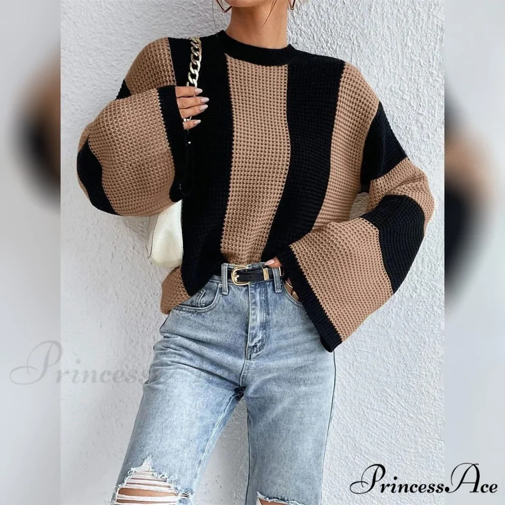 Patchwork Striped Women's Sweater - Image 3