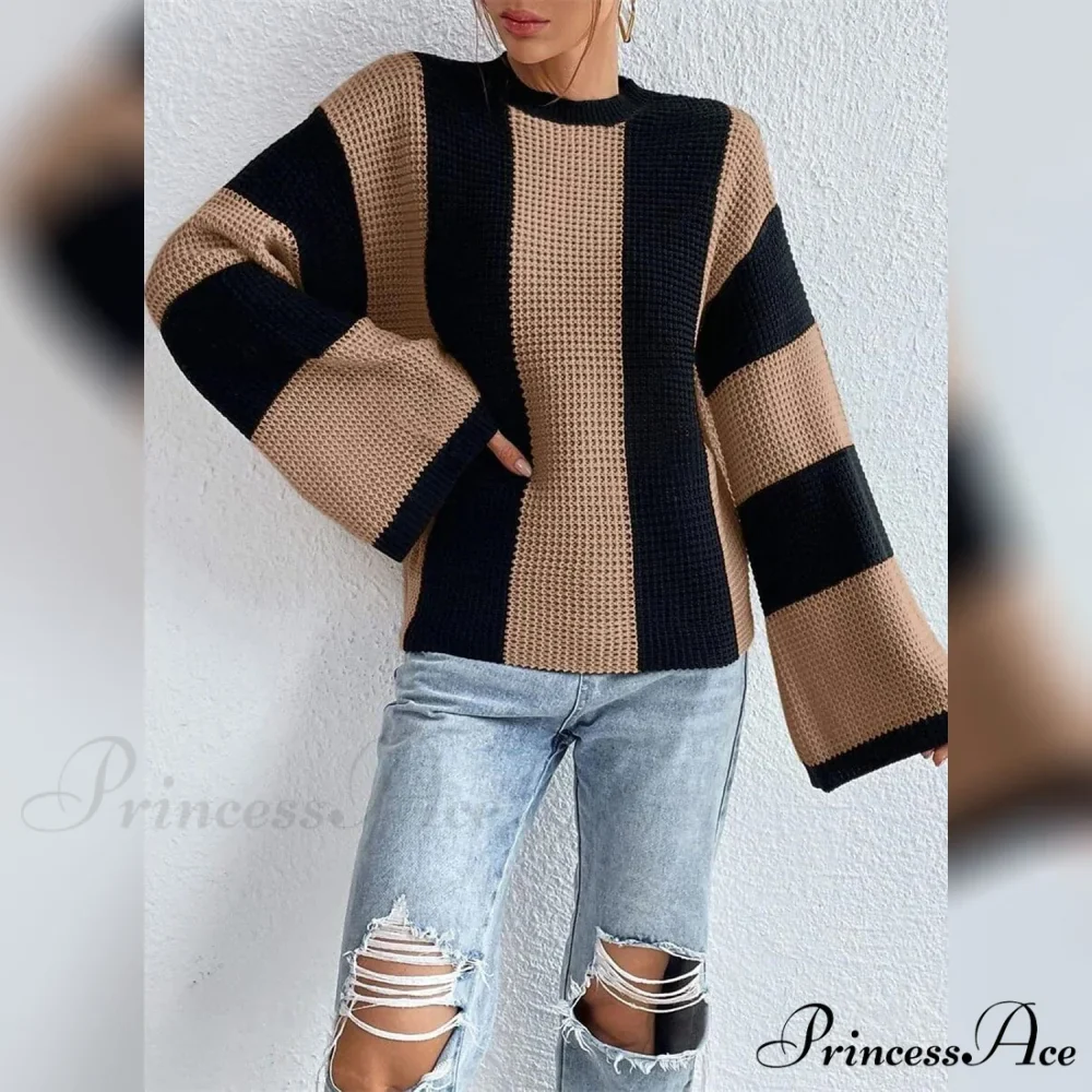 Patchwork Striped Women's Sweater - Image 4