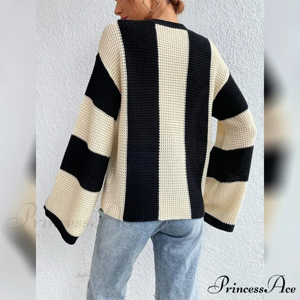 Patchwork Striped Women's Sweater - Image 7