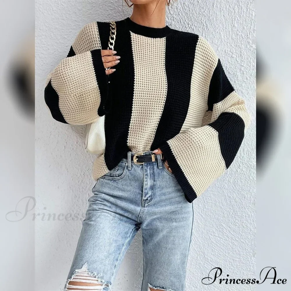 Patchwork Striped Women's Sweater - Image 8
