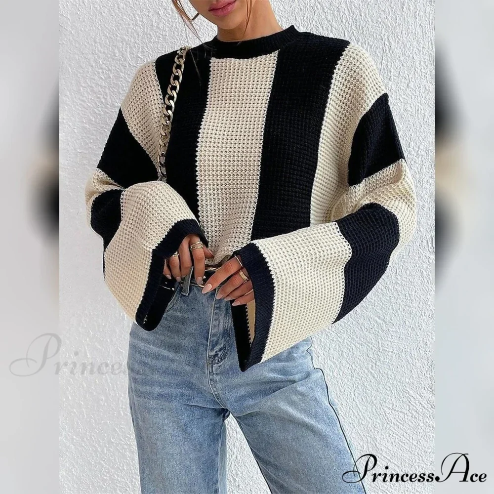 Patchwork Striped Women's Sweater - Image 9