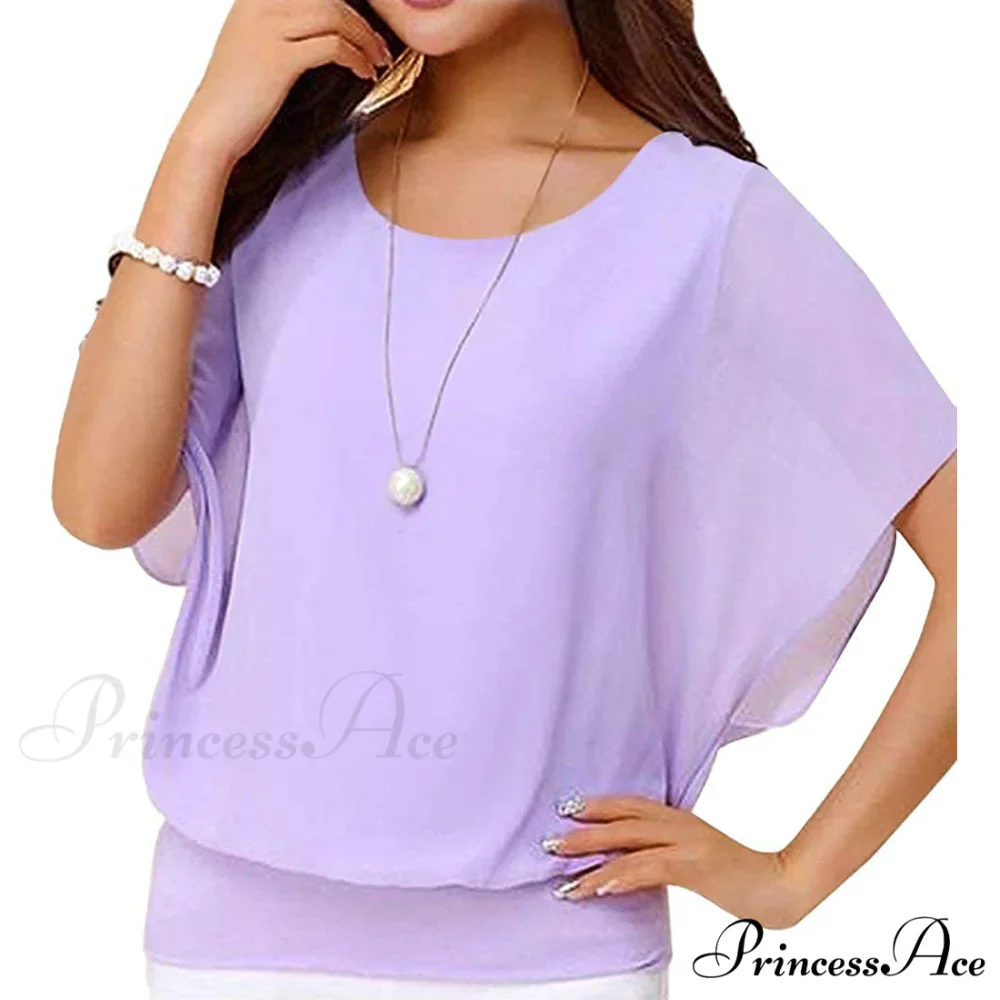 for Chiffon Blouse Casual T-Shirt Top Brief Arm Women - Image 14