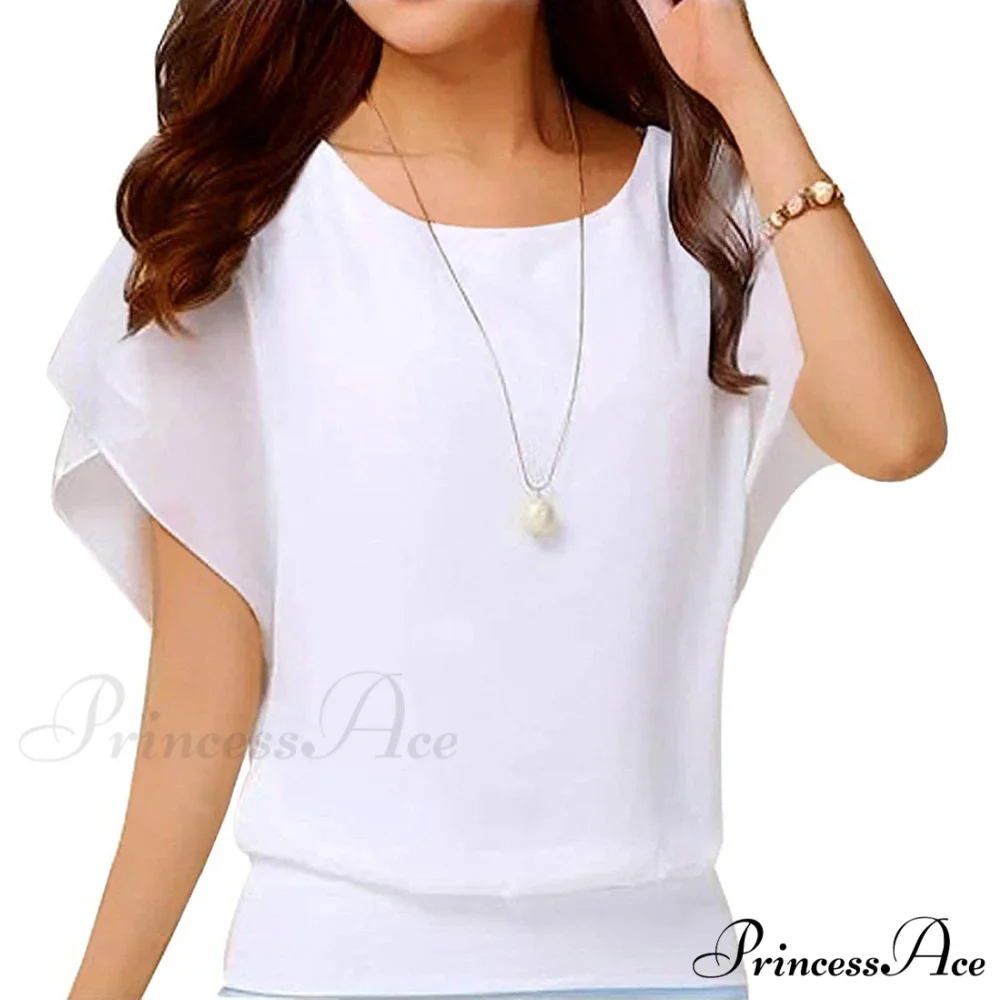 for Chiffon Blouse Casual T-Shirt Top Brief Arm Women - Image 15