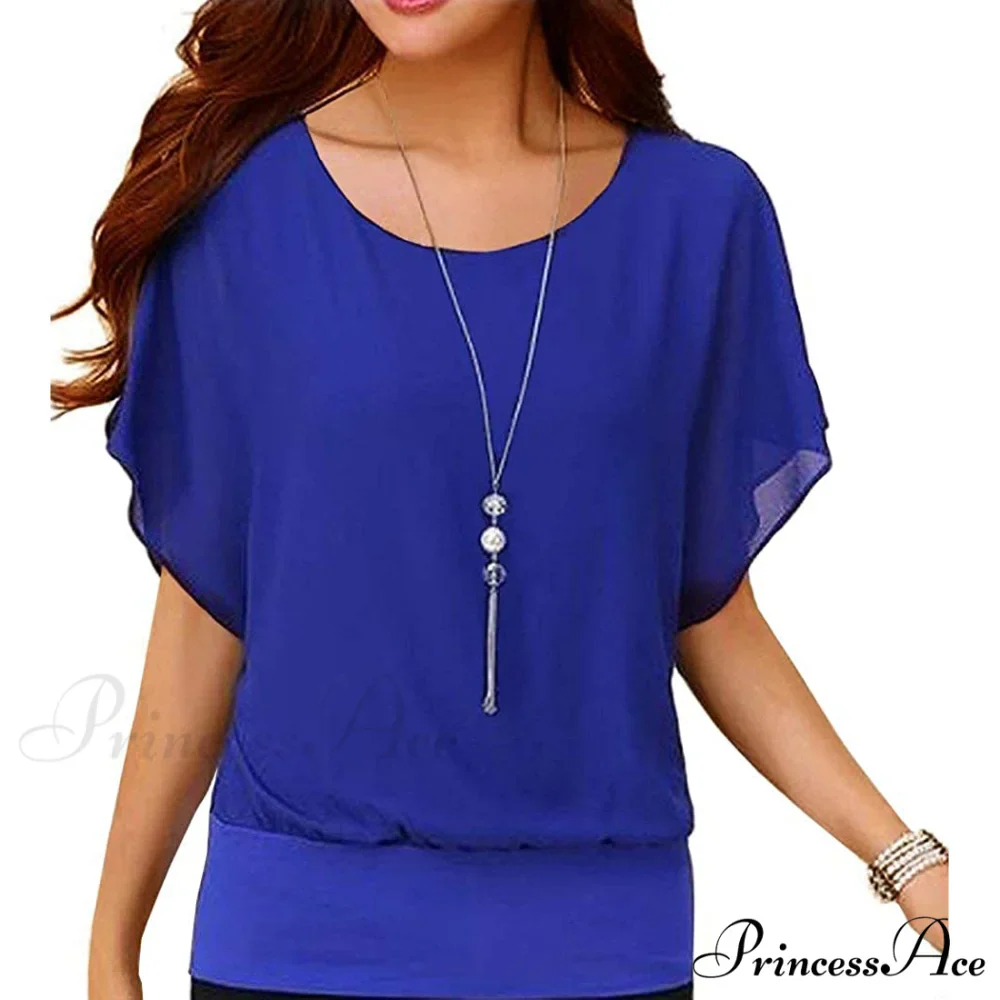 for Chiffon Blouse Casual T-Shirt Top Brief Arm Women - Image 16