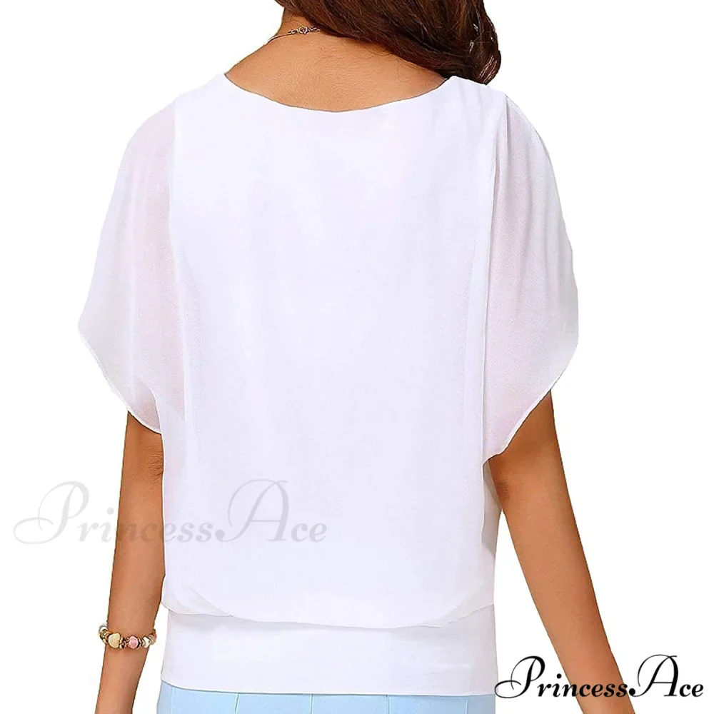 for Chiffon Blouse Casual T-Shirt Top Brief Arm Women - Image 3