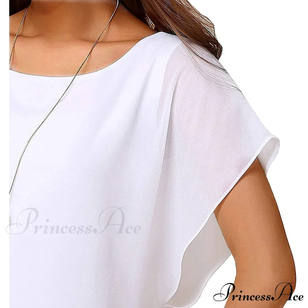 for Chiffon Blouse Casual T-Shirt Top Brief Arm Women - Image 5
