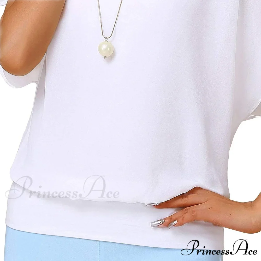 for Chiffon Blouse Casual T-Shirt Top Brief Arm Women - Image 6