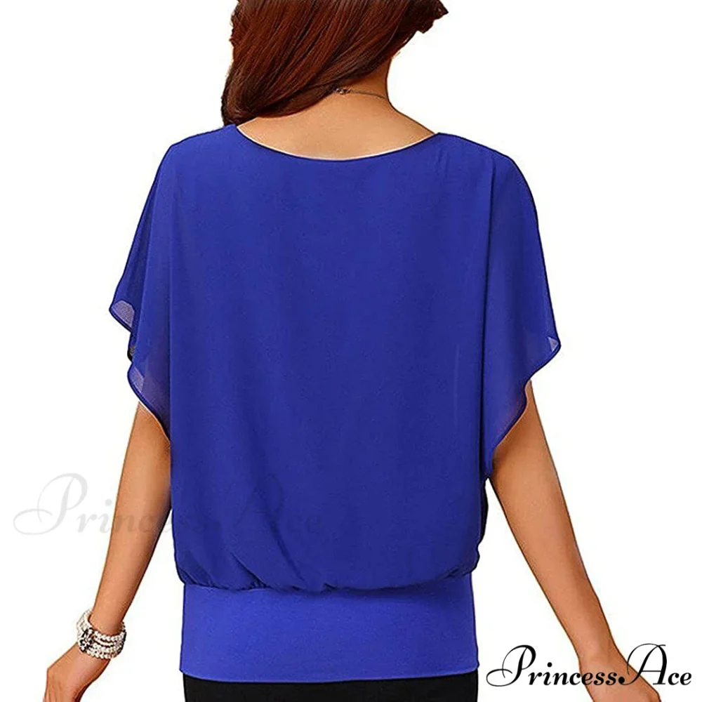 for Chiffon Blouse Casual T-Shirt Top Brief Arm Women - Image 7