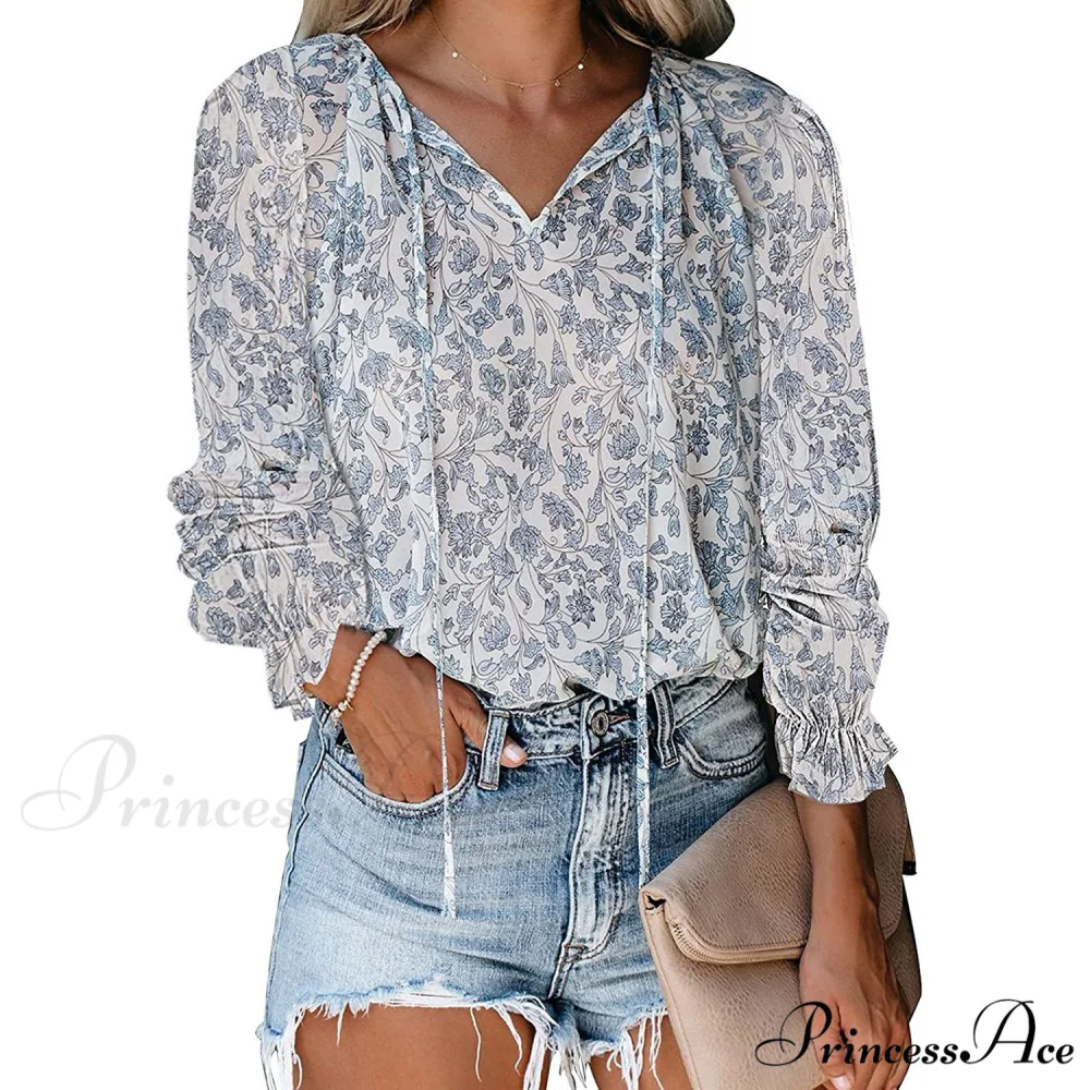 V-Neck Flowered Women's Bohemian Dokotoo Top - Image 15