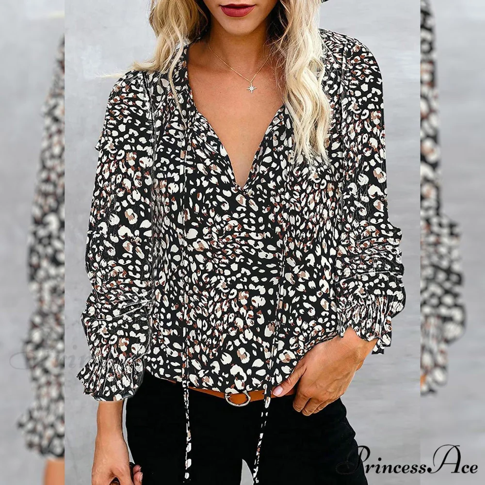 V-Neck Flowered Women's Bohemian Dokotoo Top - Image 3