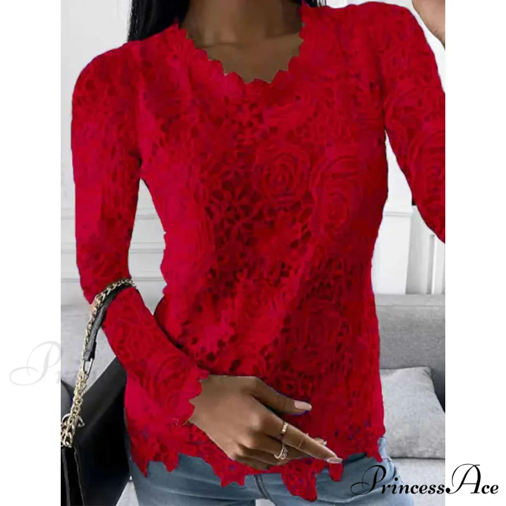 Long Arm Lace for Blouse Blouse Flowered Women - Image 3