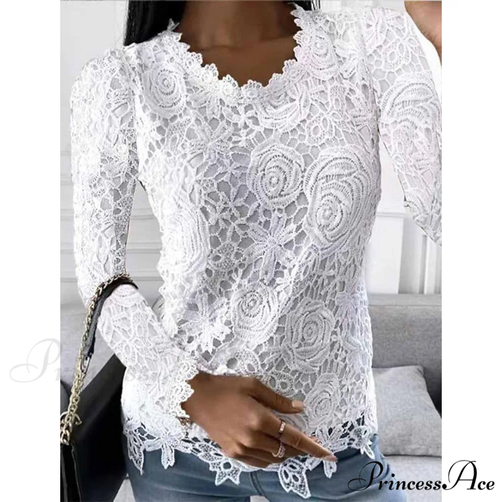 Long Arm Lace for Blouse Blouse Flowered Women - Image 4