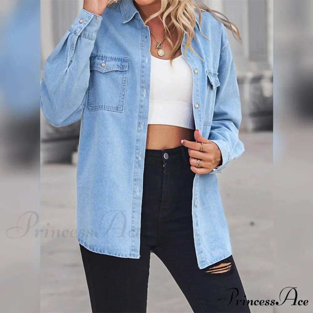 Button Arm with Blouse Long Casual Women's Pocket - Image 2