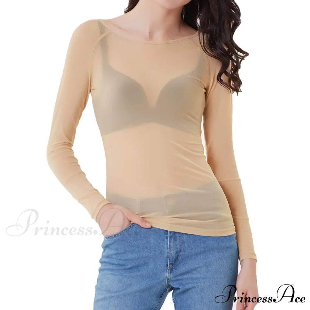 Mesh Arm Women's Sheer Long Top - Image 2
