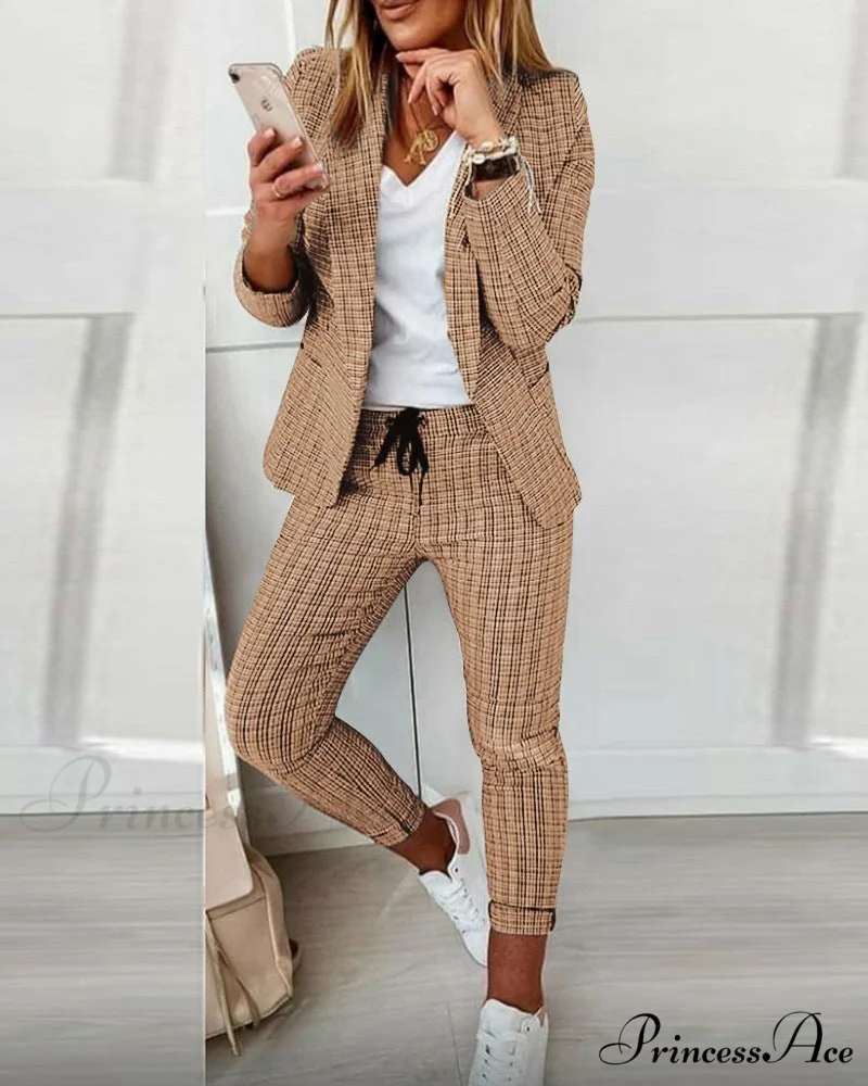 Plaid Comfortable Casual Women's Suit - Image 3