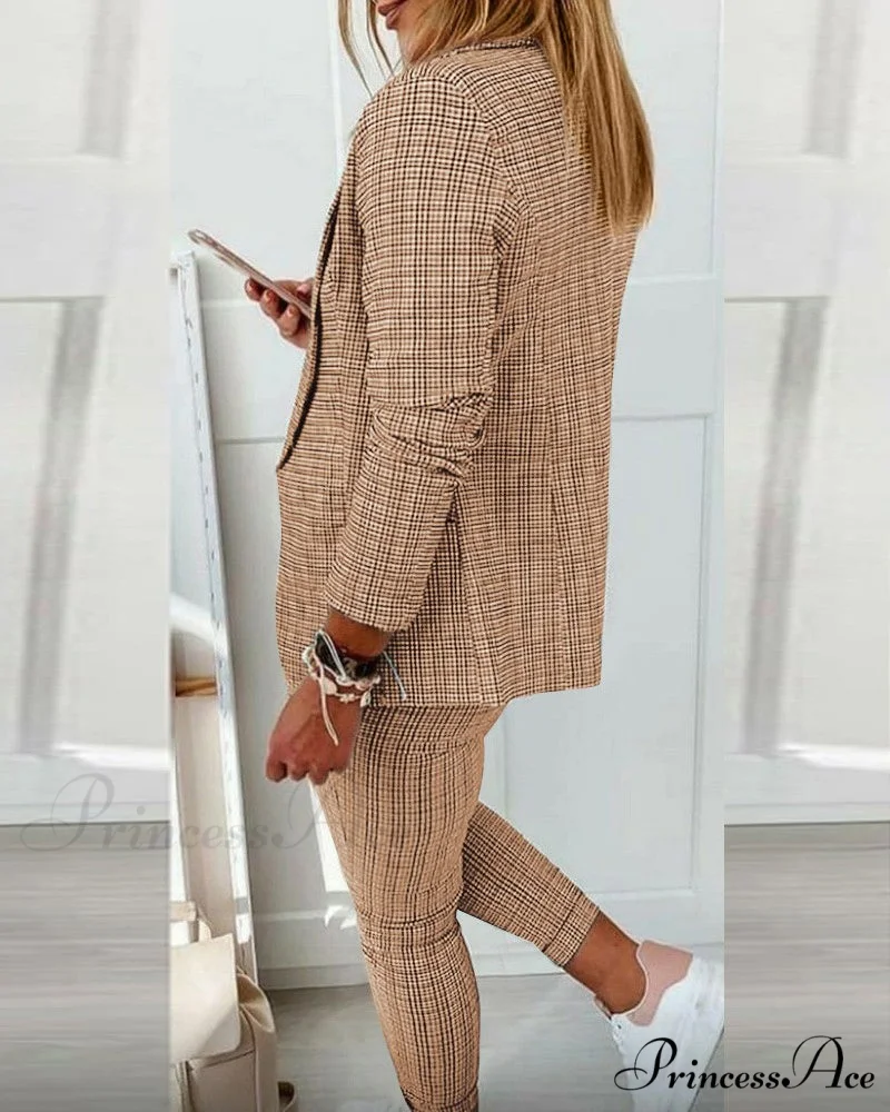 Plaid Comfortable Casual Women's Suit - Image 4
