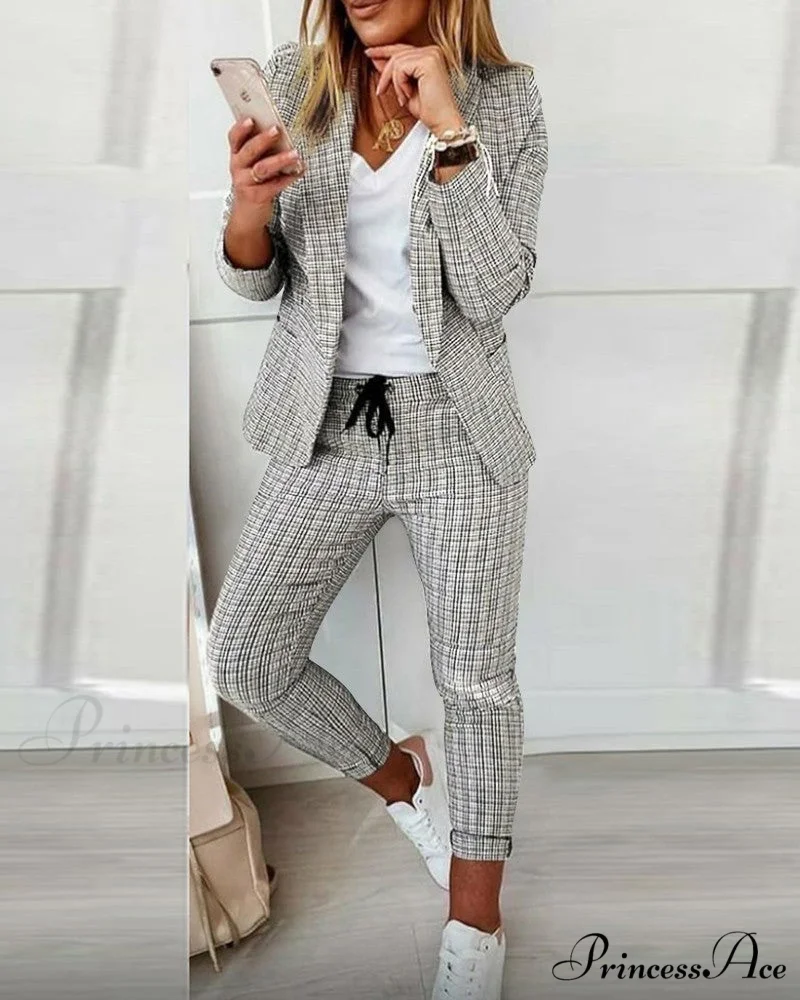 Plaid Comfortable Casual Women's Suit - Image 5