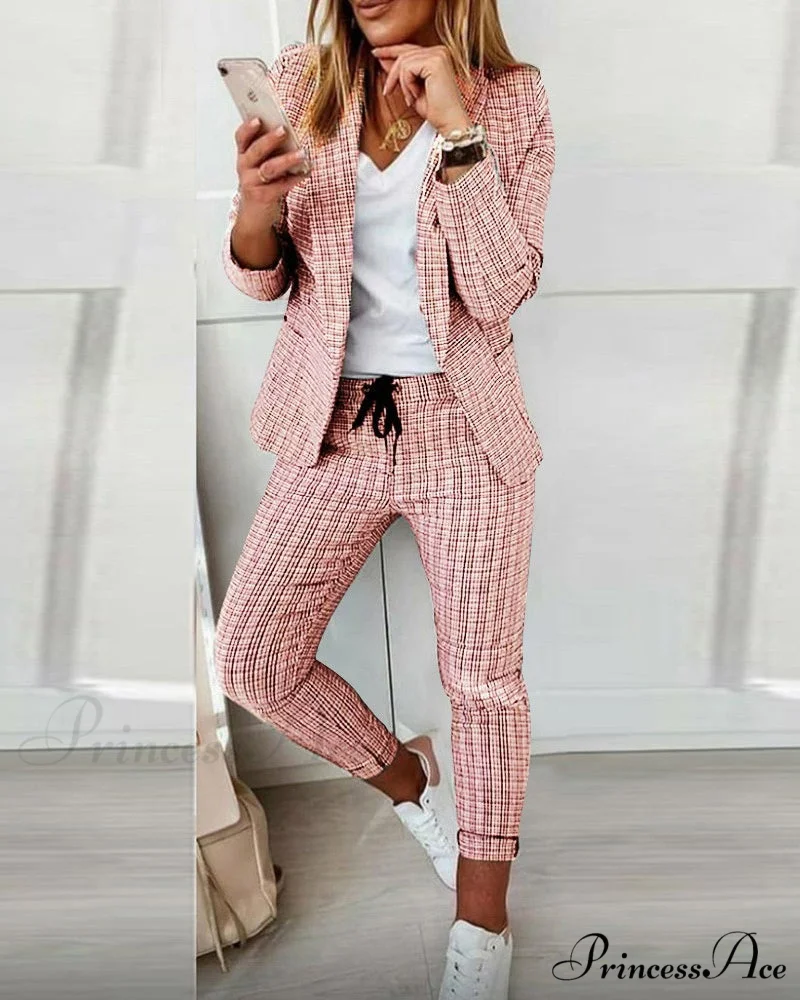 Plaid Comfortable Casual Women's Suit - Image 7